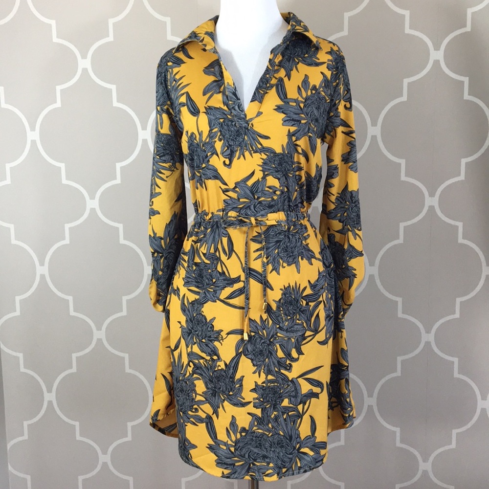 Gold and Gray collar tie dress women’s x-small